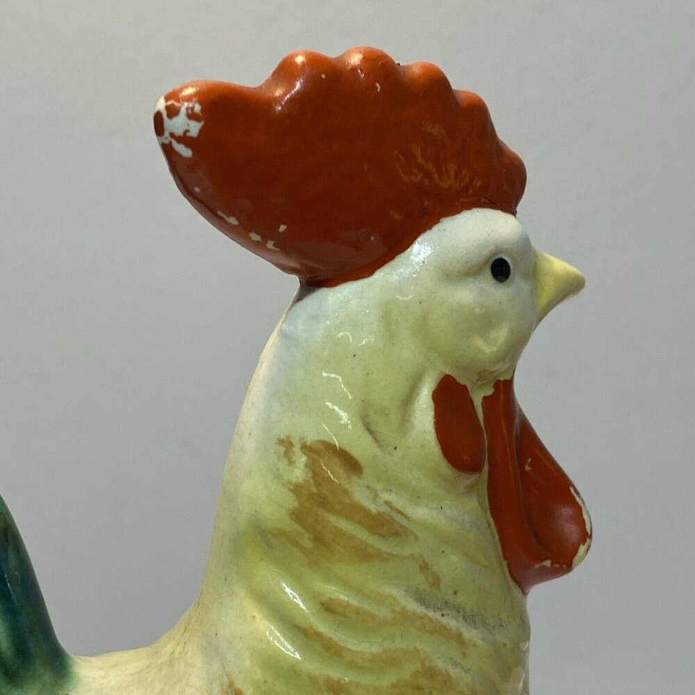 Vintage MCM Ceramic Rooster Hand Painted Figurine Farmhouse Kitsch Cottage 8” - Picture 4 of 14